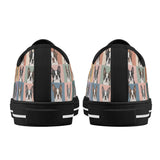 Pop Art Style Colored Boston Terriers Modern Tiles Pattern Unisex Rubber Low Top Canvas Shoes .