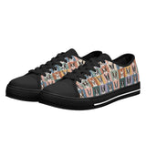 Pop Art Style Colored Boston Terriers Modern Tiles Pattern Unisex Rubber Low Top Canvas Shoes .