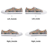 Pop Art Style Colored Boston Terriers Modern Tiles Pattern Unisex Rubber Low Top Canvas Shoes .