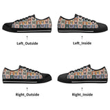 Pop Art Style Colored Boston Terriers Modern Tiles Pattern Unisex Rubber Low Top Canvas Shoes .