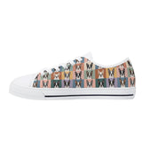 Pop Art Style Colored Boston Terriers Modern Tiles Pattern Unisex Rubber Low Top Canvas Shoes .
