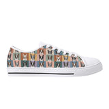 Pop Art Style Colored Boston Terriers Modern Tiles Pattern Unisex Rubber Low Top Canvas Shoes .