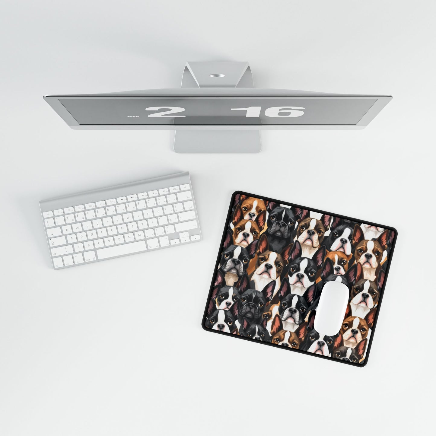 Boston Terrier Dogs Crowd Desk Mat - Stylish Office Accessory for Pet Lovers