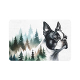 Dog Food Mat - Forest Boston Terrier Dog Portrait Pet Feeding Mat (12x18)
