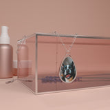 Personalized Oval Photo Necklace — Custom Pet Portrait Teardrop Pendant .