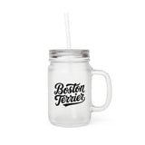Boston Terrier Mason Jar with Straw