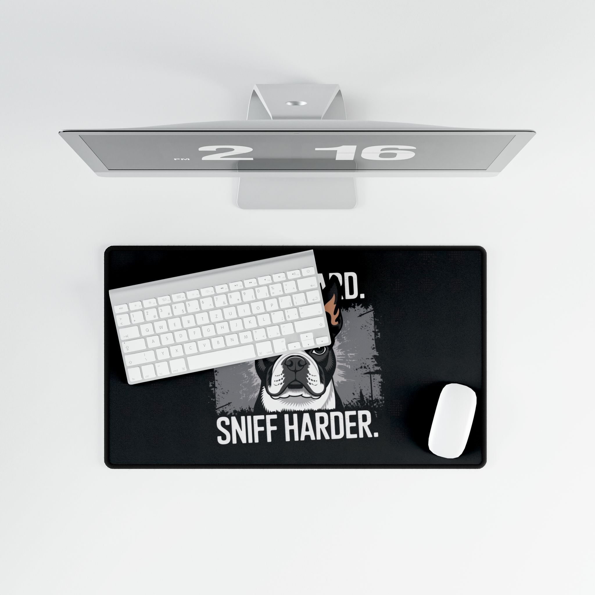 Work Hard Sniff Harder Desk Mat - Bulldog Desk Pad, Office Decor, Pet Lover Gift, Fun Workspace Accessory, Gamers' Mouse Pad