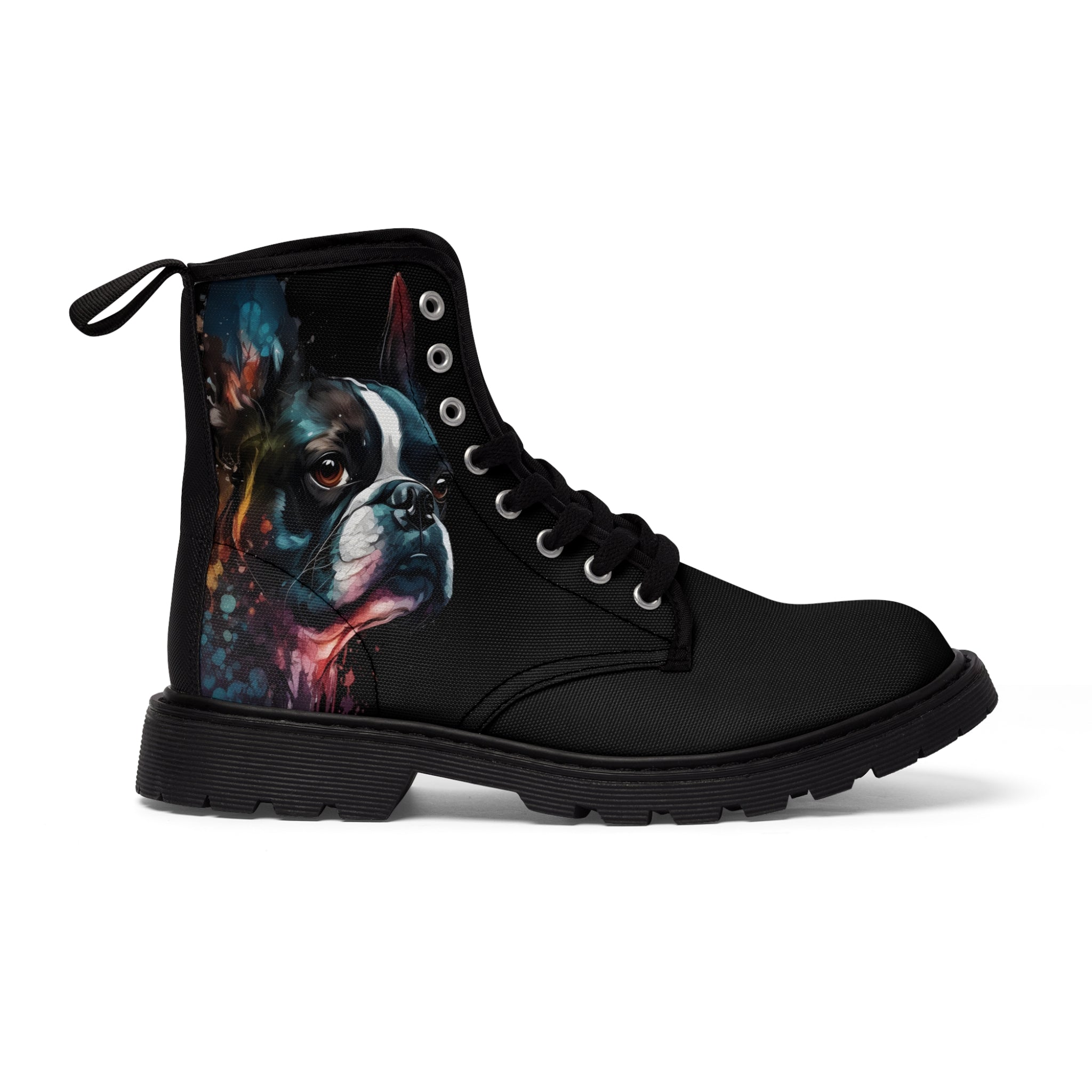Boston Terrier Art - Women's Martin Canvas Boots