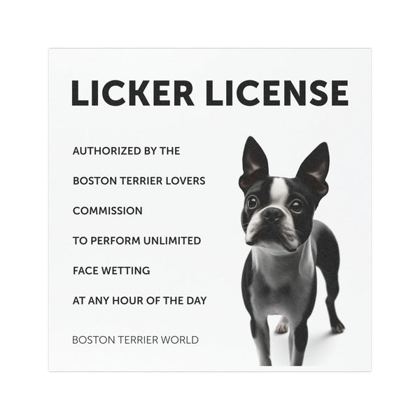 Licker License Car Magnets For Boston Terrier Dog Owners