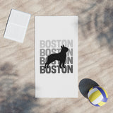 Boston Dog Beach Towel - White - Stylish and Fun Summer Accessory