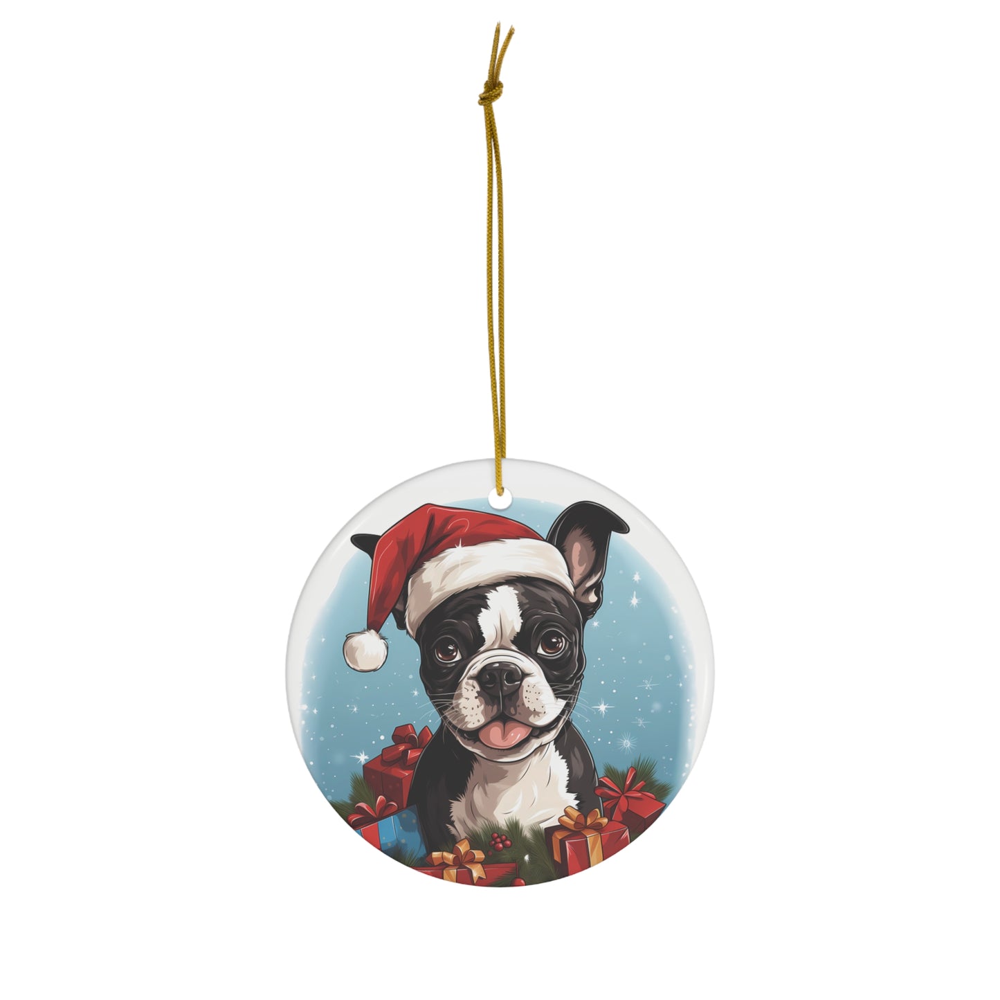 Boston Terrier Christmas Ceramic Ornament 1-Pack