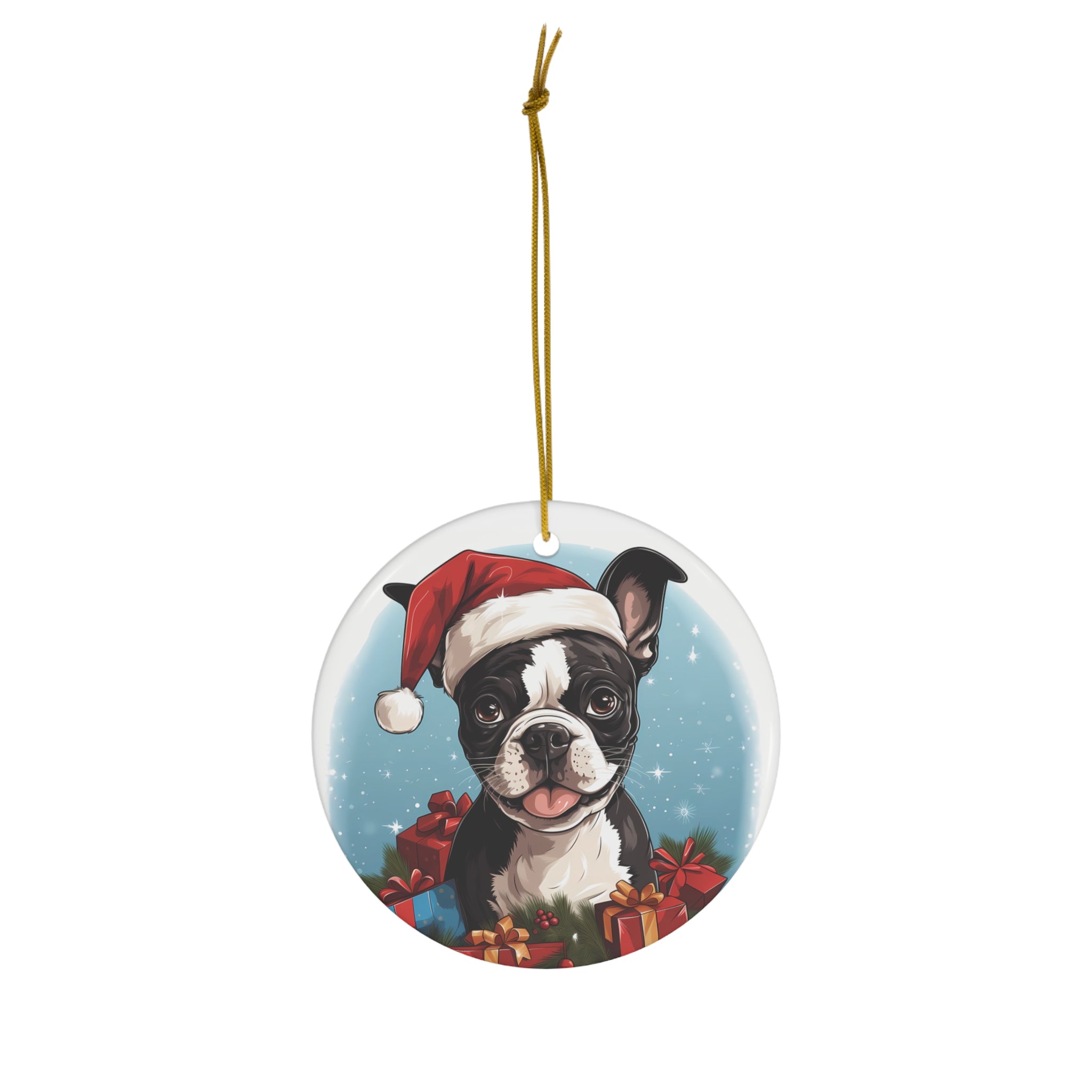 Boston Terrier Christmas Ceramic Ornament 1-Pack