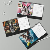 Boston Terrier World Desktop Calendar (2025 grid)