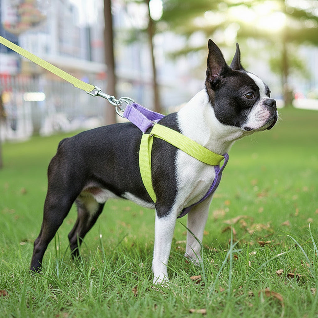 Colored Strap Step-In Dog Harness With Leash Set .