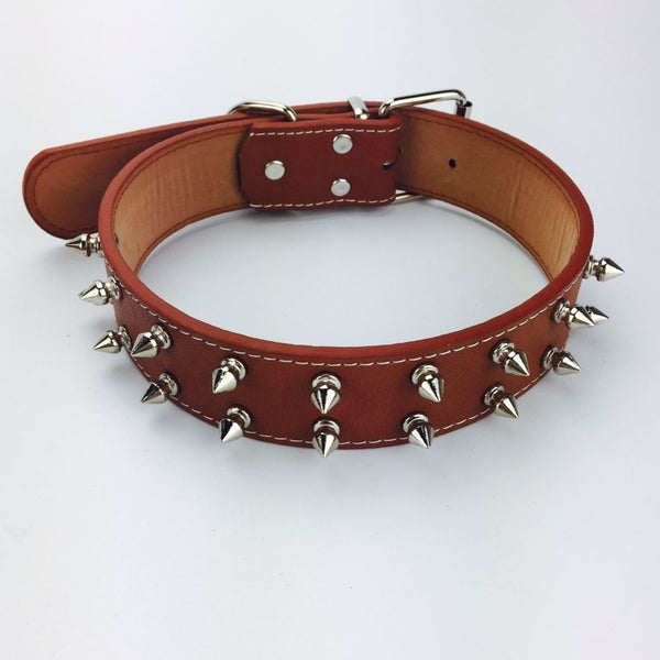 Large Spiked Studded PU Leather Dog Collar