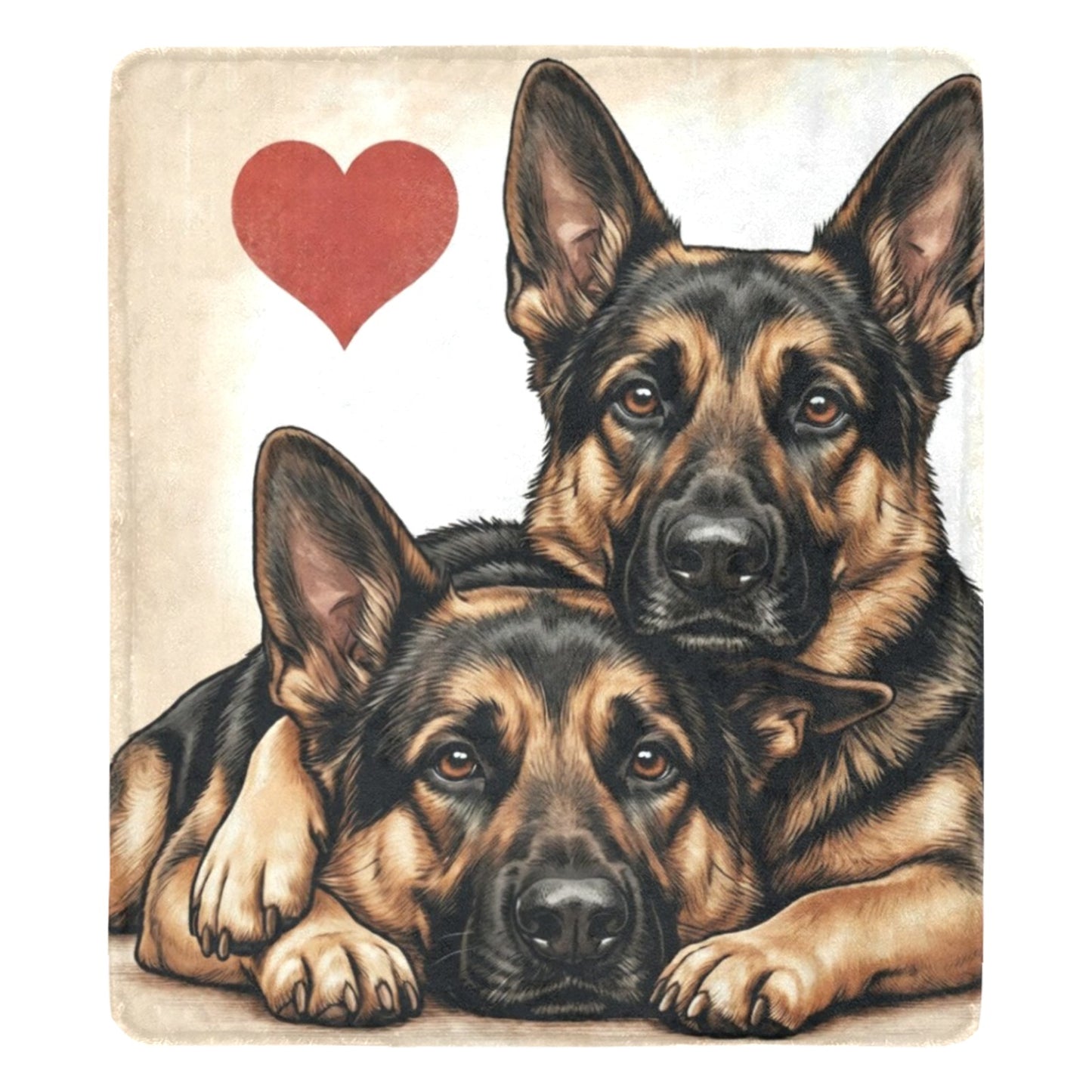 Two German Shepherds Love Portrait Ultra-Soft Micro Fleece Blanket