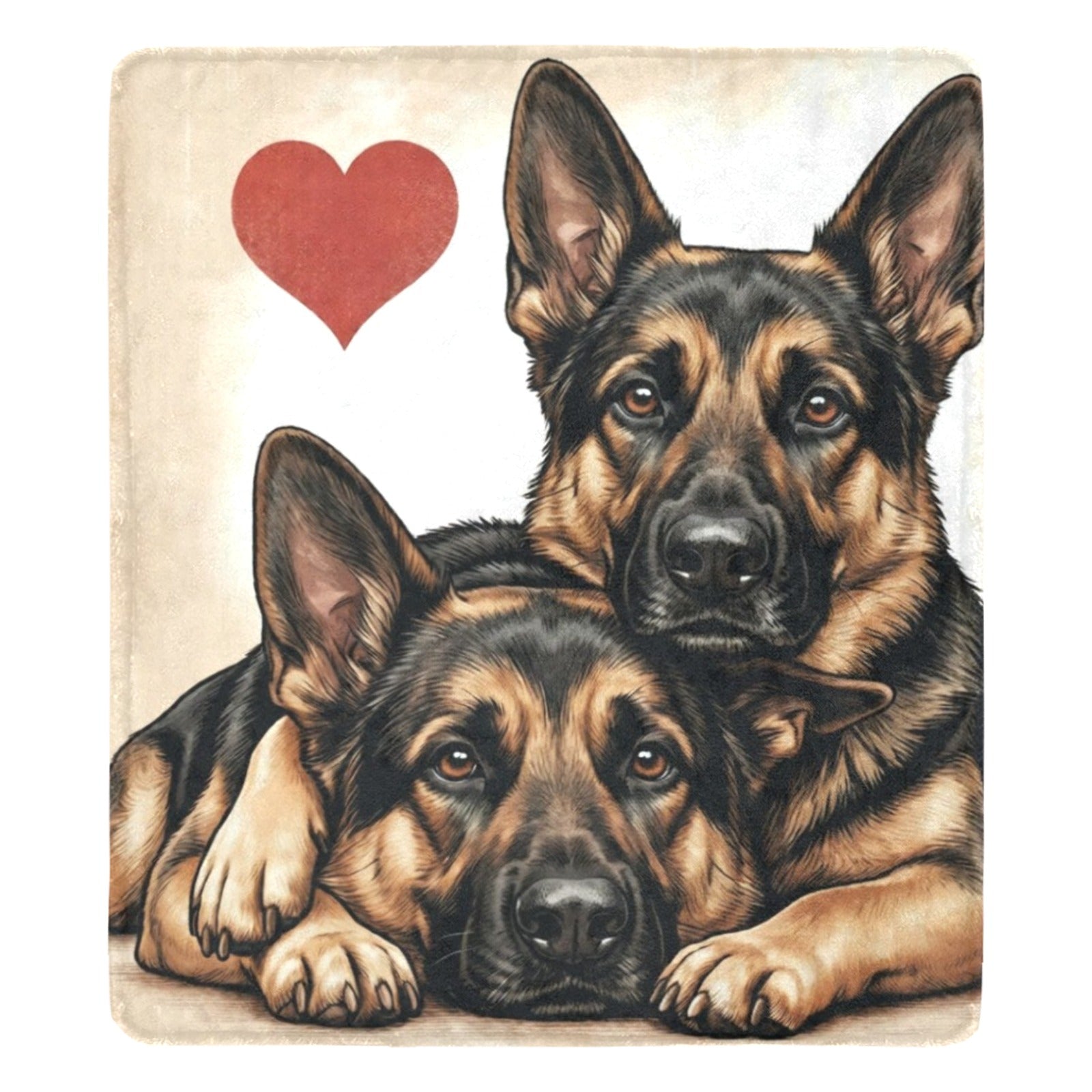 Two German Shepherds Love Portrait Ultra-Soft Micro Fleece Blanket