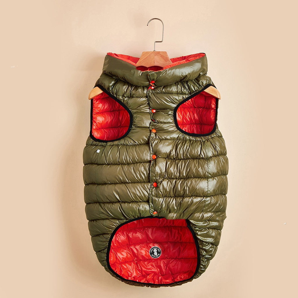 Reversible Snap Button Puffer Vest Dog Coat