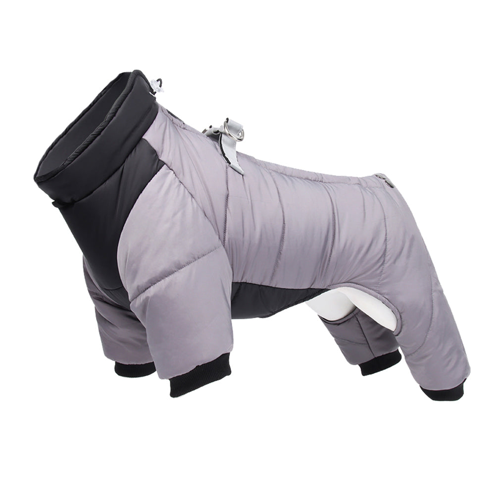 Small Medium-sized Dog Winter Snow Suit Full Body One-Piece - Grey