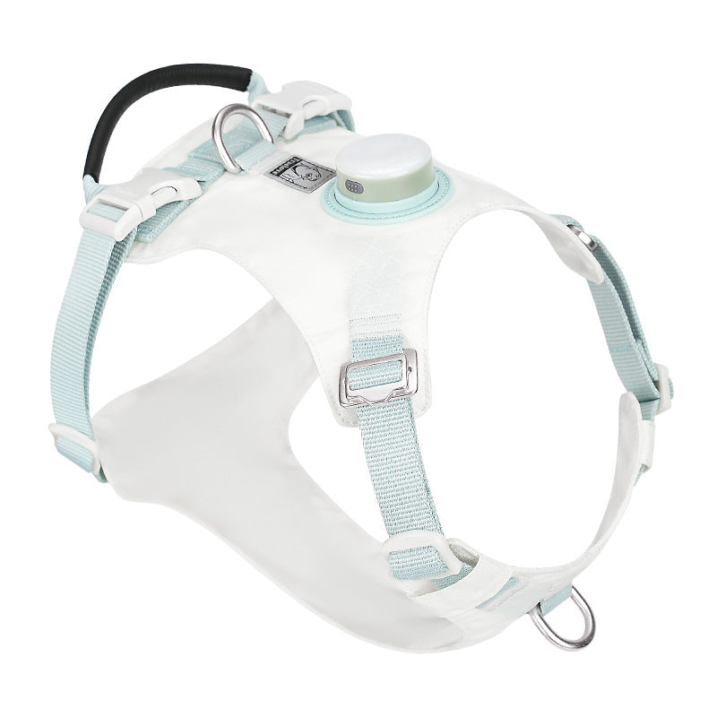 Dog Harness with LED Light and GPS Tracker Holder . White