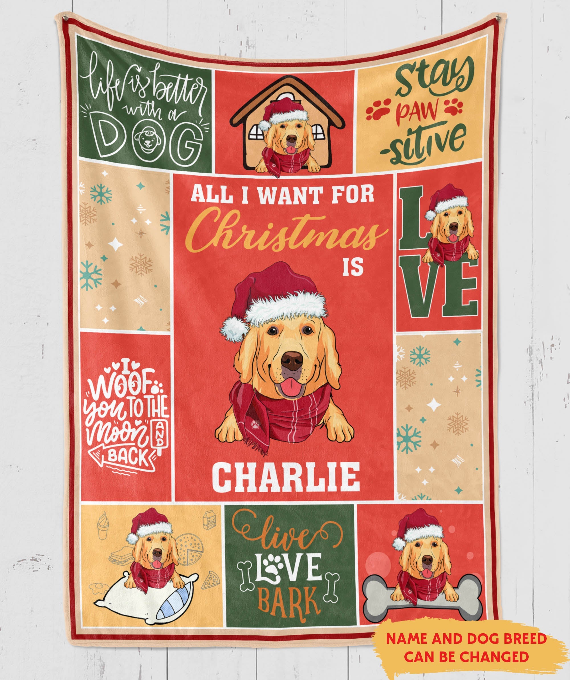 All I Want For Christmas - Personalized Dog Lover Custom Fleece Blanket