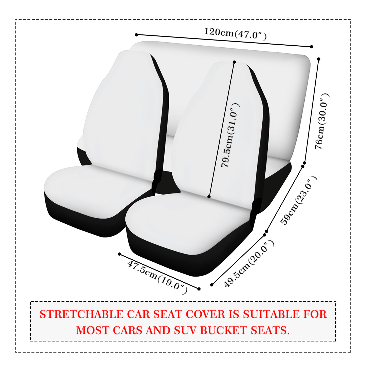 Line Drawn Boston Terrier Dog White Car Seat Cover Set (Set of 4)