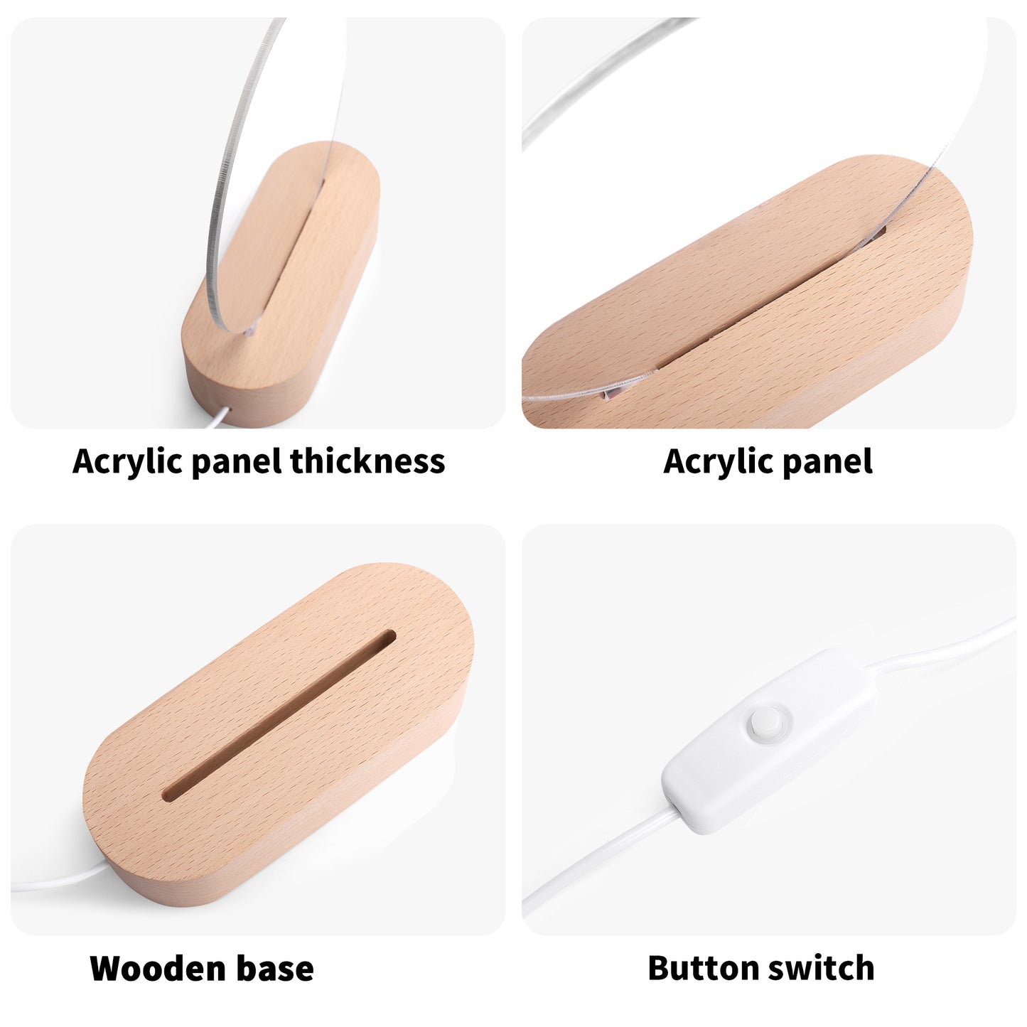 Personalised Acrylic Round Lamp Night Light Home Decor - Dog Name with Boston Terrier Silhouette