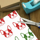 Christmas Boston Terrier Face Pattern Gift Wrapping Paper 58"x 22.8" (1 Roll)