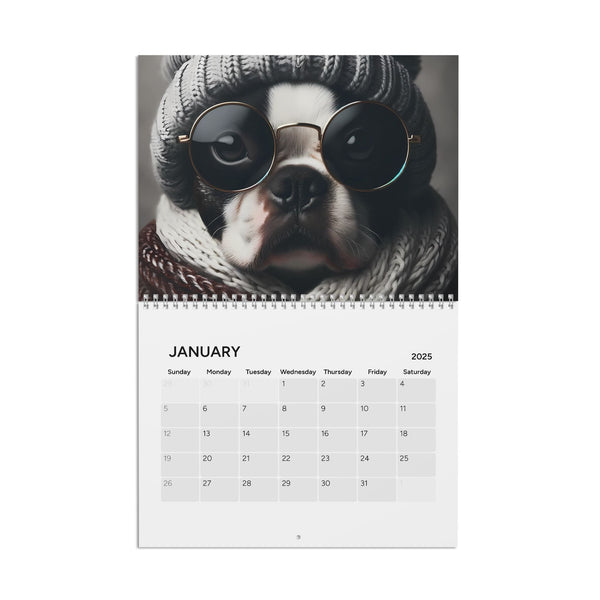 Boston Terrier World Wall Calendar 2025