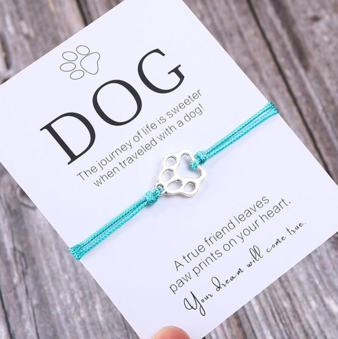 Friendship Bracelet Gift for Him Paw Print Bracelet Dog Lover Gift