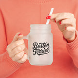 Boston Terrier Mason Jar with Straw