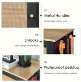 Dog Feeding Station With 2 Elevated Stainless Dog Bowls and Side Hooks