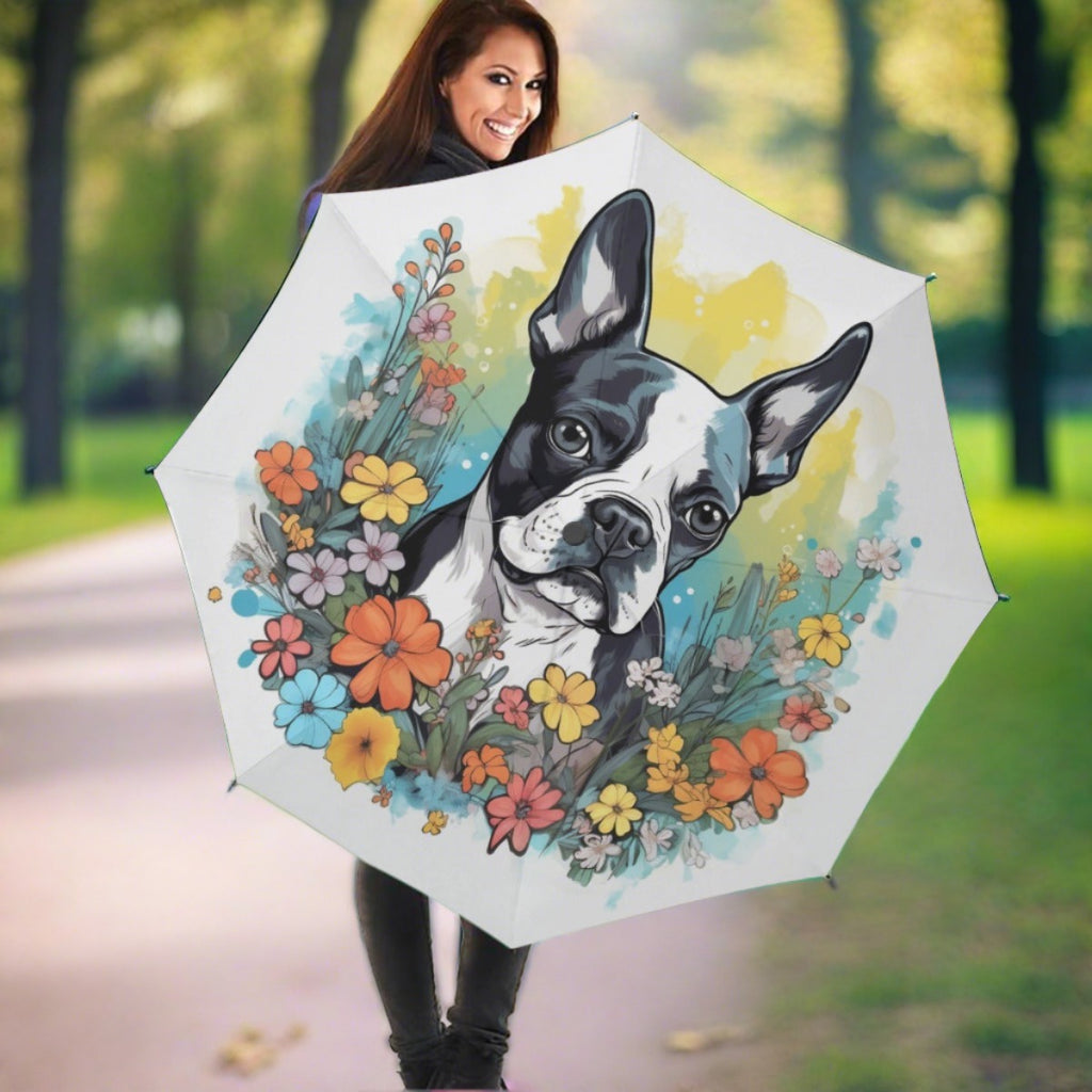 Stella Flowers - Umbrella for Boston Terrier Lovers