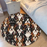 Boston Terrier Dogs Crowd Foldable Round Mat