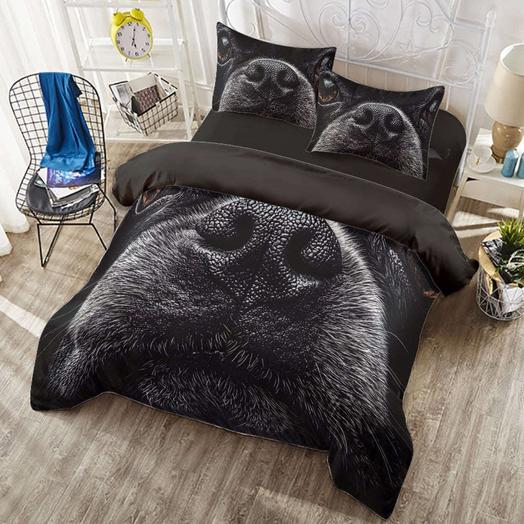 Boston Terrier Dog Face Closeup - 4 piece Duvet Cover Set