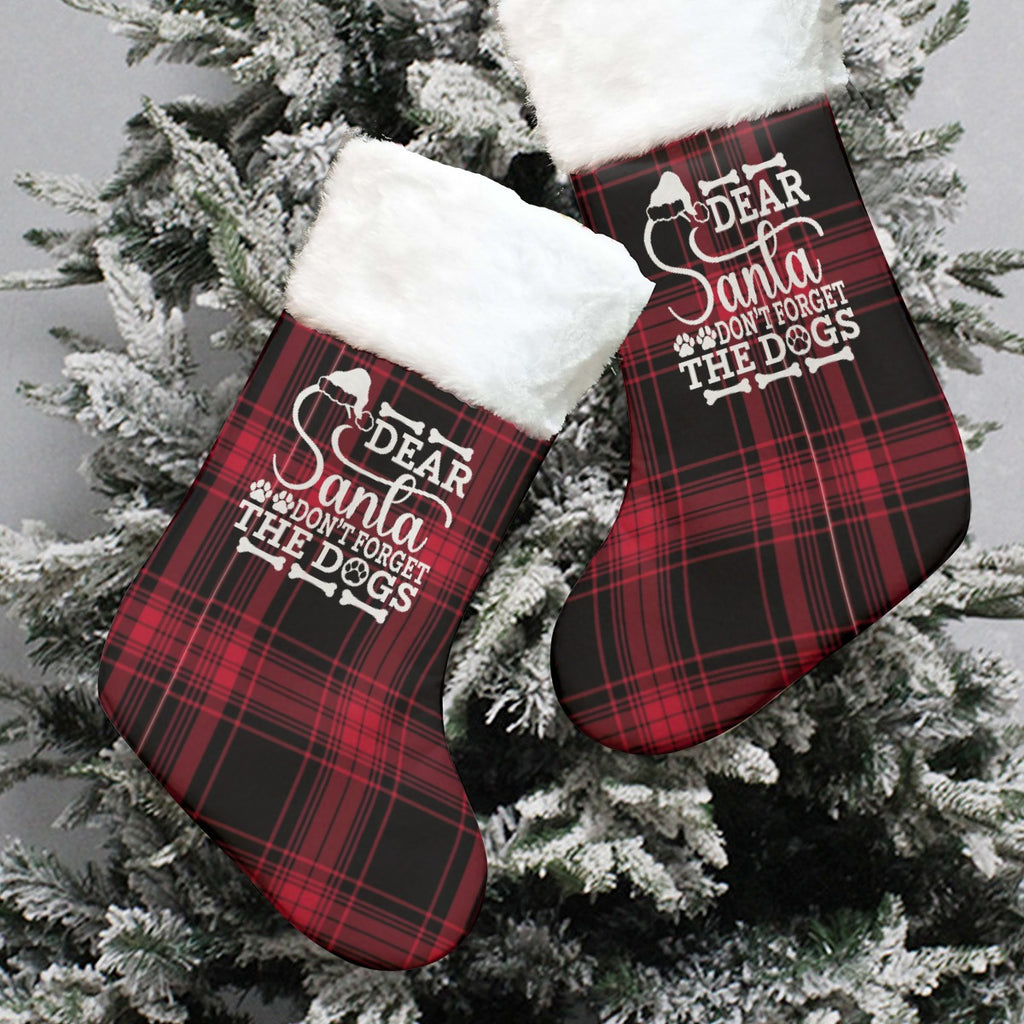 Dear Santa on't Forget About The Dogs Christmas Stocking Socks With Plush Cuff