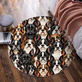 Boston Terrier Dogs Crowd Foldable Round Mat