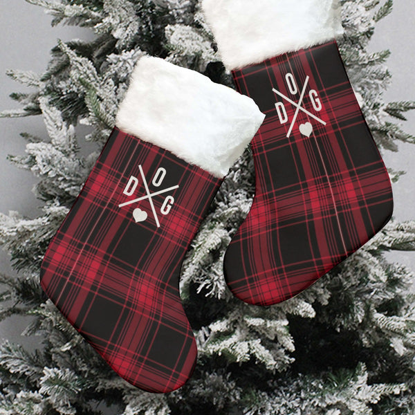 Dog Love Christmas Stocking Socks With Plush Cuff