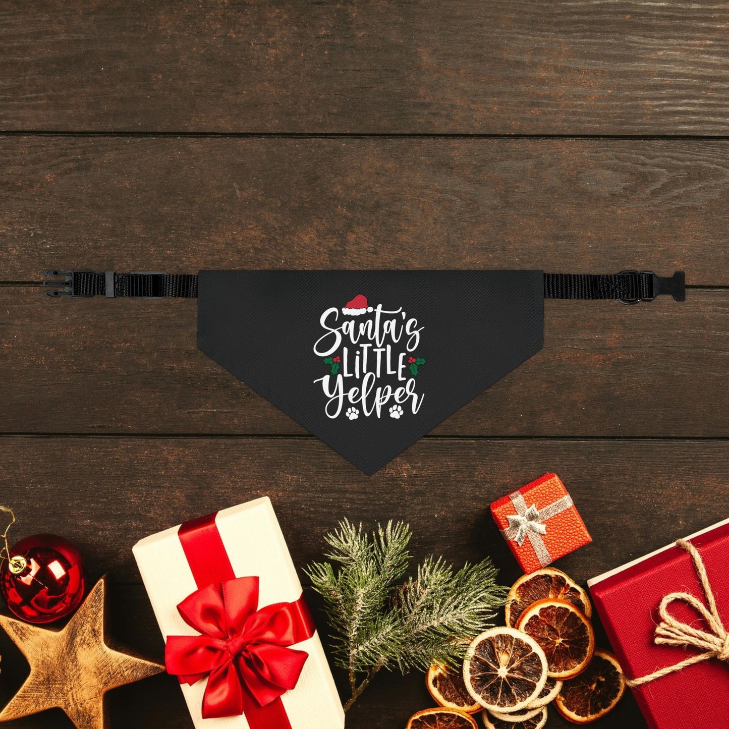 Santa's Little Yelper Dog Bandana Collar