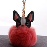 Boston Terrier Feather Puff Keyring