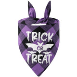 Halloween Luminous Dog Bandana Purple Plaid