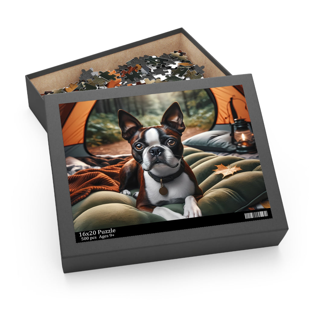 Camping Boston Terrier Dog Puzzle (120, 252, 500-Piece)