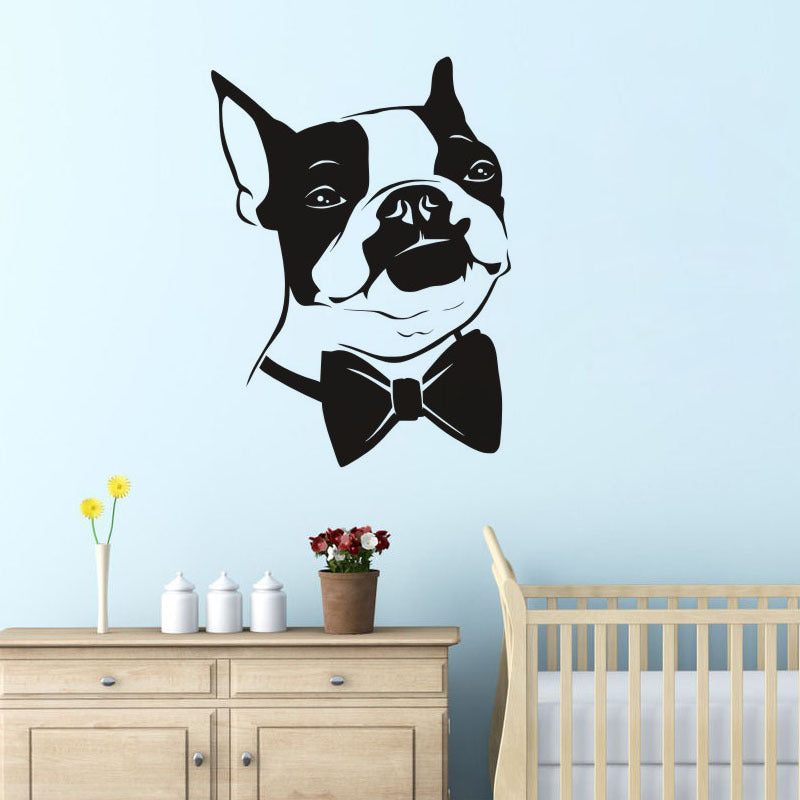 Gentle Boston Terrier Dog With Bowtie Wall Sticker