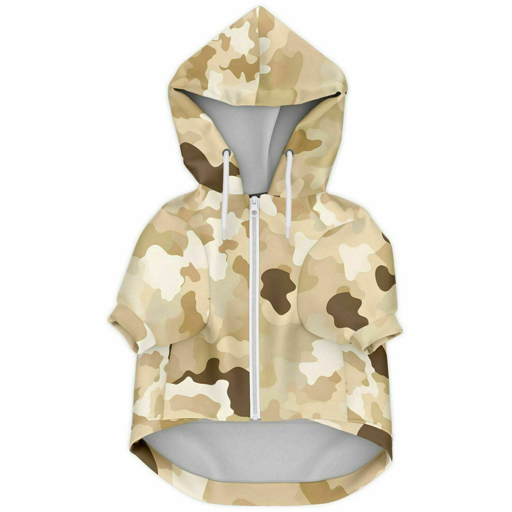 Dog Zip-Up Hoodie - Light Brown Camouflage