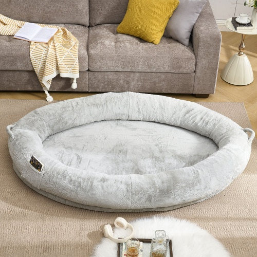 Human Dog Bed For Adult, Giant Extra Large Memory Foam Human Size Pet Bed For People - Light Gray