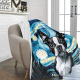 Starry Night - Boston Terrier Dog Ultra-Soft Micro Fleece Blanket