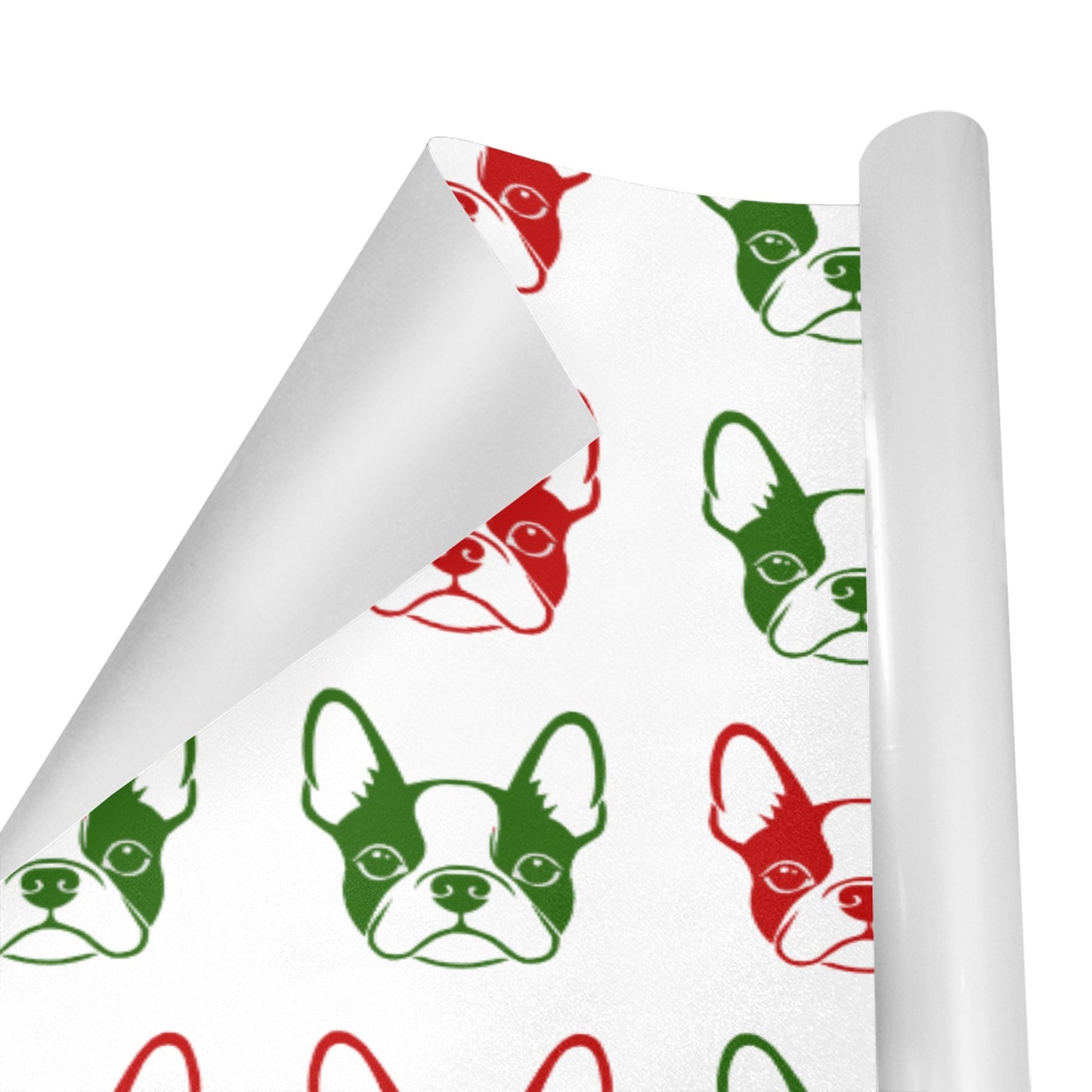 Christmas Boston Terrier Face Pattern Gift Wrapping Paper 58"x 22.8" (1 Roll)