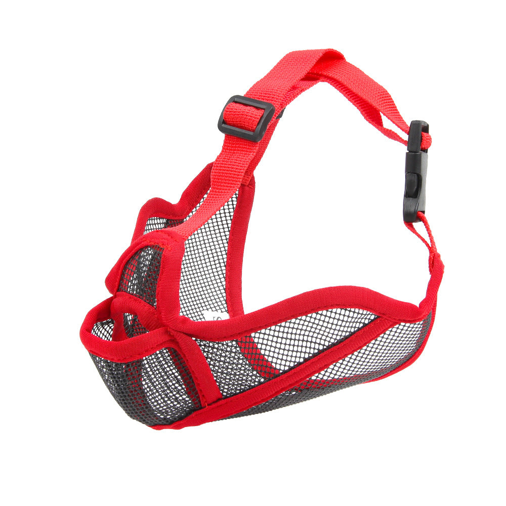 Short Snout Dog Muzzle to Prevent Eating Everything – Soft Mesh, Secure Fit . Red