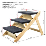 Foldable Wooden Dog Stairs or Ramp For Beds And Cars - 3 Levels - Perfect For Elderly Pets