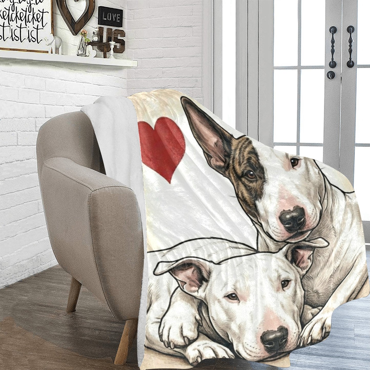 Two Miniature Bull Terriers Love Portrait Ultra-Soft Micro Fleece Blanket